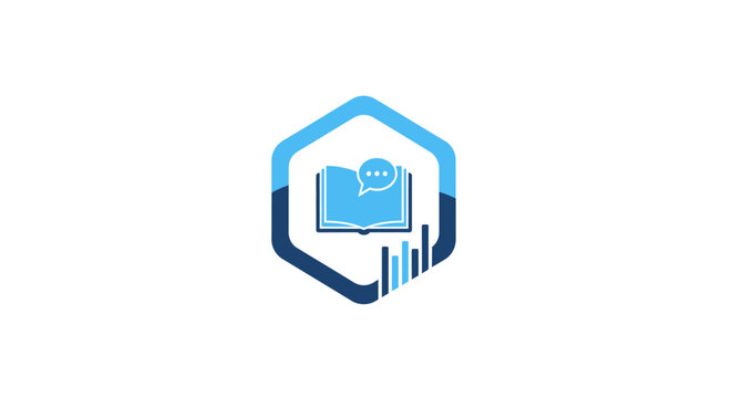 Blue book logo with graph.