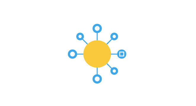 Yellow Circle with Blue Connections.