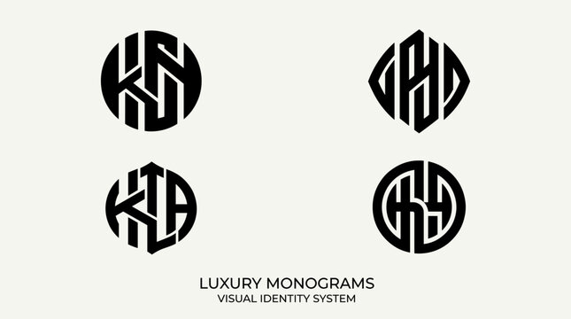 Four Luxury Monograms Visual Identity System.