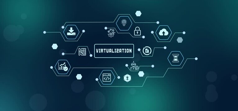 Advanced cloud computing concept visualizing server virtualization, hypervisor technology, and network storage.