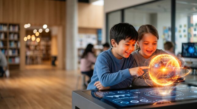 Interactive learning experience in a modern classroom engaging students with technology and collaboration