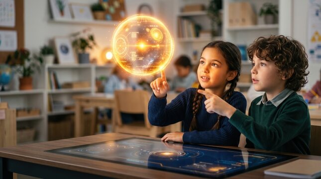 Engaging classroom learning experience with students exploring science concepts in a bright environment