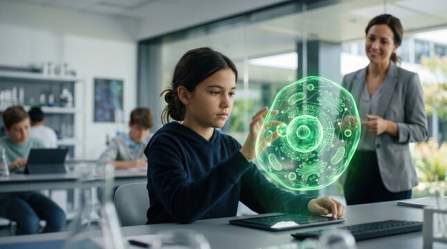 Innovative learning in the classroom student engaging with interactive technology in a modern educational environment