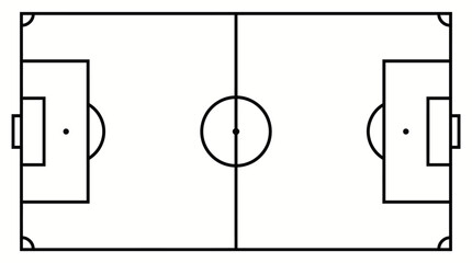 Soccer field diagram with goals and markings. © Alizay sports