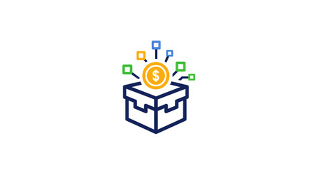 Open Treasure Box with Coins. © power