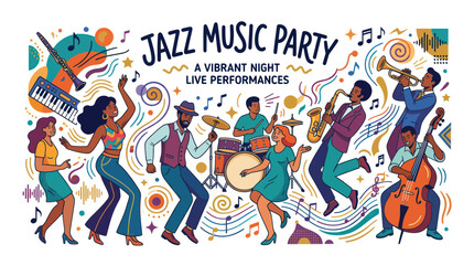 Jazz Music Party Live Performances Vibrant Night Dancing Musicians © hidayati