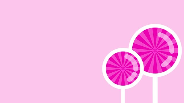 A cute pink candy background featuring two lollipops with swirling patterns on sticks against a soft pastel pink backdrop
