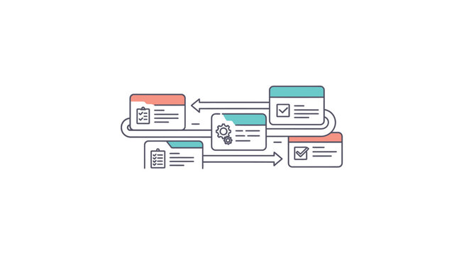 Colorful web design workflow diagram.