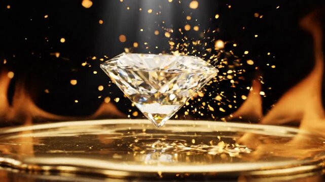 Diamond on gold plate luxury sparkle.