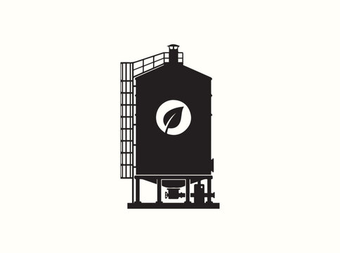 A simple textless sign for a modern biomass processing container structure