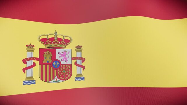 Waving 3D Spanish corporate flag on green screen, seamlessly looping as an adaptable video background
