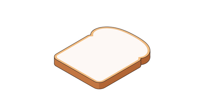 Isometric Vector Illustration of a Slice of White Bread