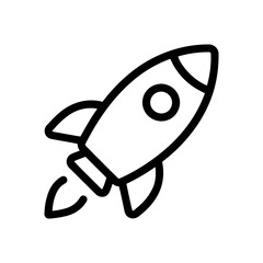 Rocket icon, simple line art style, space exploration symbol, launch sign, vector illustration © InfiniteDesign