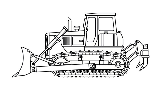 Line Art Bulldozer Illustration