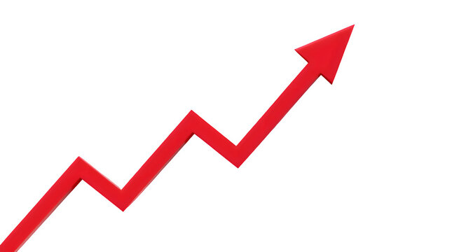 red arrow on transparent background. png red arrow for infographic, presentation, sale, growth, finance etc concept