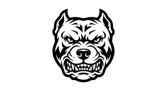 Angry Pit Bull Dog Face.