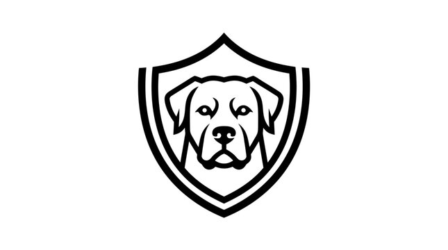 Dog Face in Shield Logo.