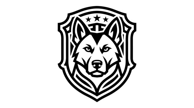 Husky Dog Face Emblem Logo.