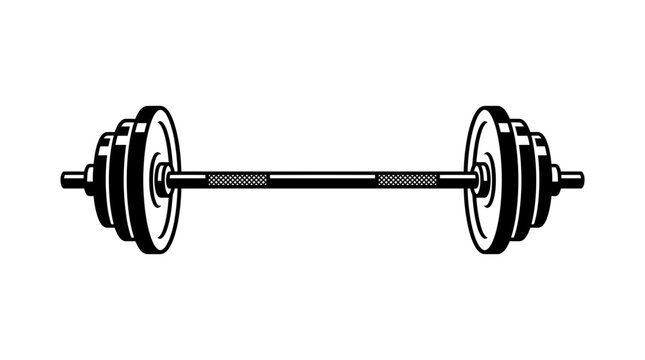 Black and white barbell icon for heavy weight lifting.