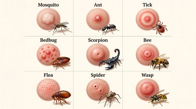 Insect and arachnid bites and stings with skin reactions