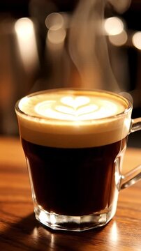 Cinematic View Of Cortado Coffee With Equal Parts Espresso And Steamed Milk