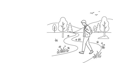 Obraz premium Man and Woman Couple in the Park Vector Illustration Silhouette