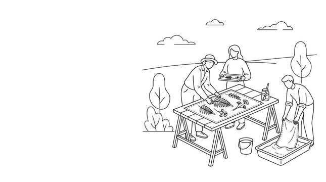 Man and woman on a street trip cartoon illustration with humor and business gag style characters sitting and standing in a funny scene