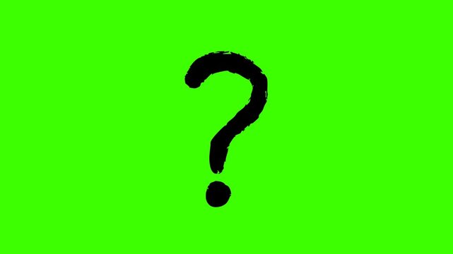 Hand drawn brush style question mark animation on black background