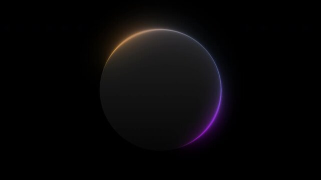 Empty tech panel layout circle text box with glowing border animation. Abstract SaaS digital UI frame with futuristic deep glow neon light edges.