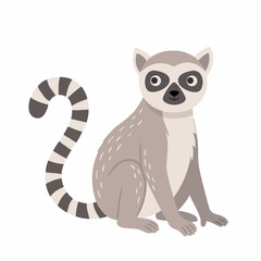 a cartoon lemur sitting on a white background © Felipe