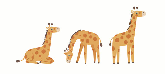 A group of giraffes in different poses scandinavian style © Felipe