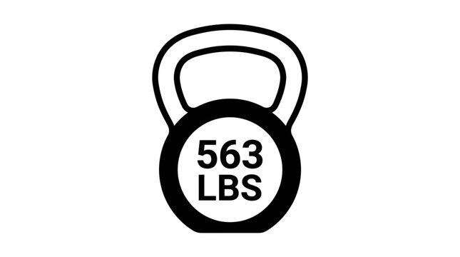 Black kettlebell weight icon with 563 pounds label.
