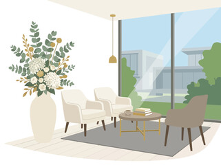 Fototapeta premium large flower arrangement in the living room