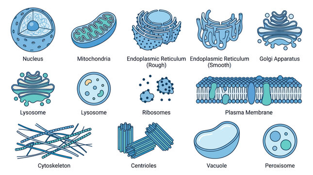 Animal Cell Organelles: Nucleus, Mitochondria, ER, Golgi, Lysosomes, Ribosomes, Plasma Membrane, Cytoskeleton, Centrioles, Vacuole, Peroxisome