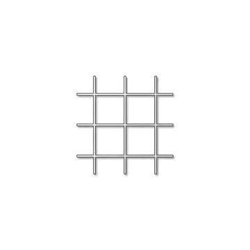 Minimalist Metallic Silver Grid Icon with Intersecting Lines for Web Design and User Interface Elements