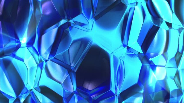 Beautiful abstract blue glass fluid loop background, elegant sapphire crystal liquid ripple wave animation, full HD.