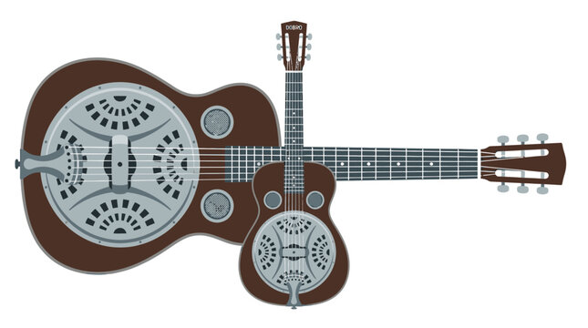 Brown acoustic guitar with resonator.