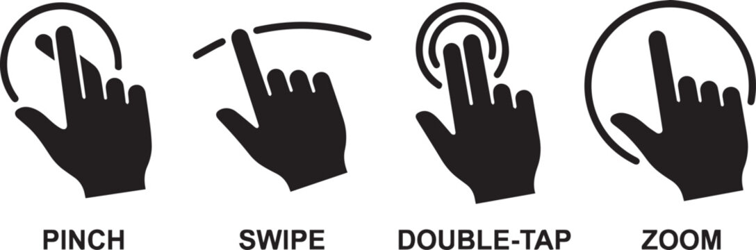 Touch screen gestures icons