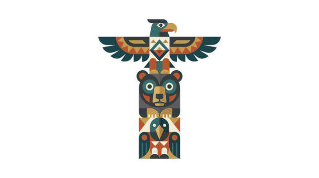 Totem pole with bear and eagle.