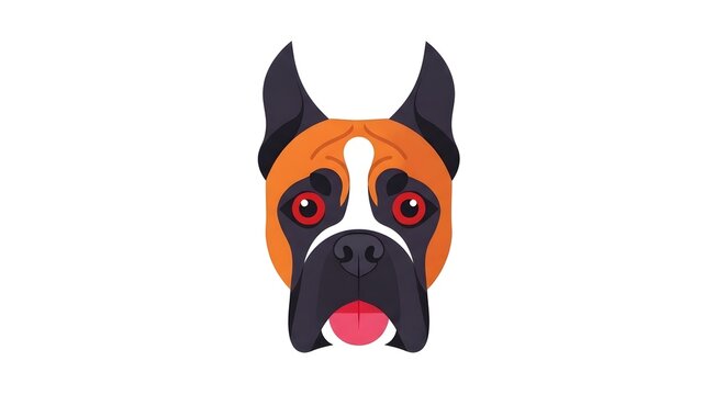 Colorful vector illustration of a boxer dog face on white background