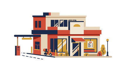 Obraz premium Colorful Building Gas Station Structure.
