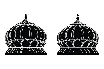 Set of two ornate indian temple architecture dome silhouettes with architecture © Sadek