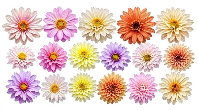Colorful spring flower head collection representing nature diversity and beauty