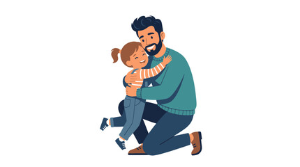 Fototapeta premium Father and Daughter Hugging Affectionately, Family Love and Connection
