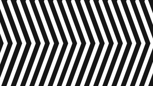 Optical illusion chevron pattern motion background with black and white stripes