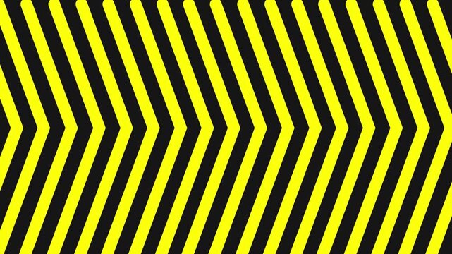 Chevron background with yellow and black hazard stripes moving left in seamless loop animation