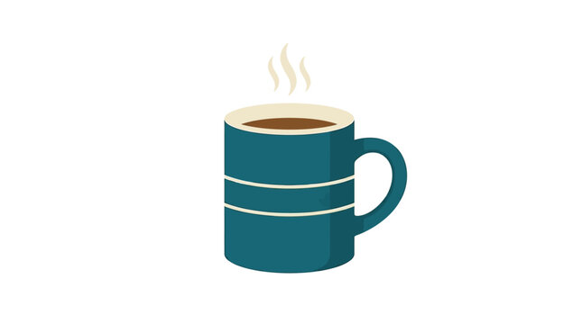 Teal ceramic coffee mug with steam.