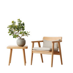 Fototapeta premium Modern wooden chairs with small side table