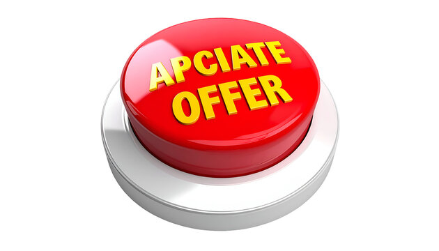 Red APICIATE OFFER Button Shiny 3D Realistic Isolated Offer Button