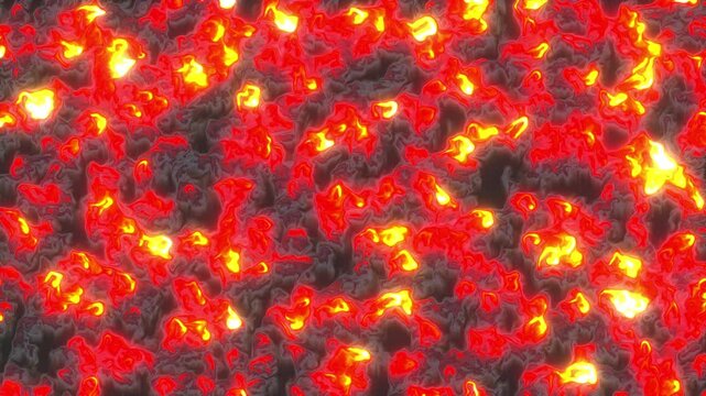 Abstract Glowing Red Lava Texture Background, Smoldering Fire Embers and Magma Surface, Fiery Heat Animation
